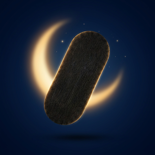 Calune — bande buccale ovale noire, packshot croissant de lune